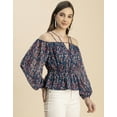 thumbnail image 3 of Moomaya Long Sleeves Off Shoulder Printed Top - Women's Stylish Peplum Top, 3 of 9