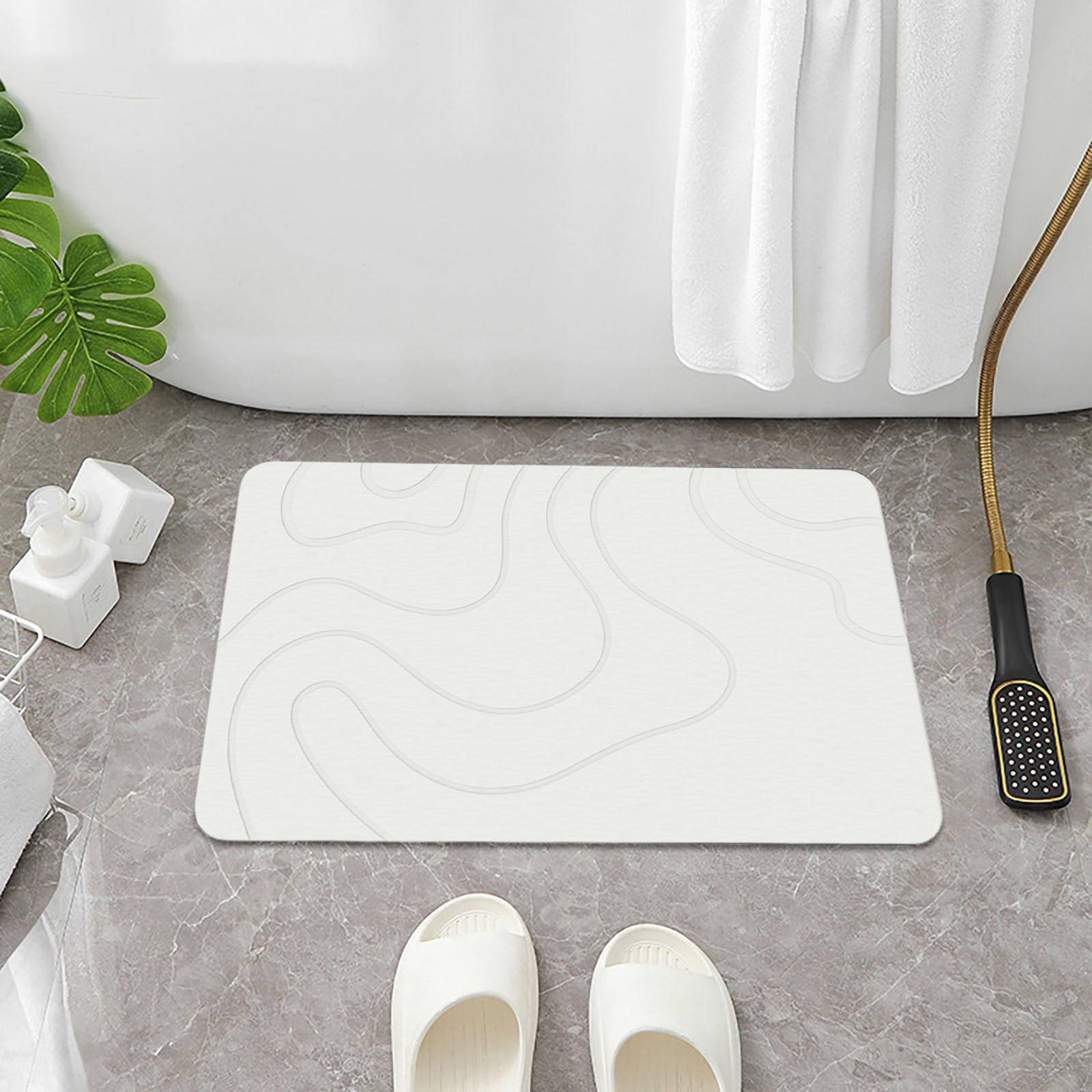 Tapis De Bain En Pierre De Diatomée Matmend – Absorbant Instantané, Antidérapant Et Séchage Rapide | Naturel, Facile à Nettoyer, Pour Sols De Salle De Bain