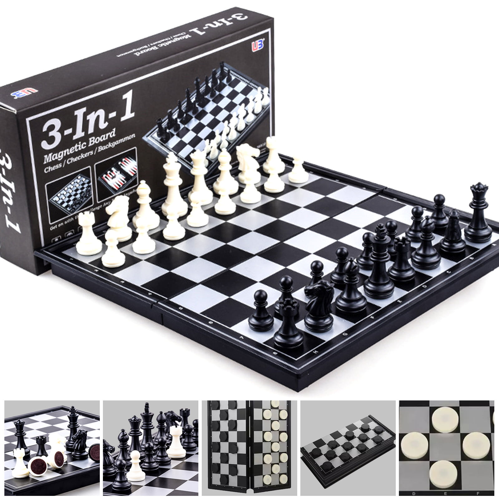 9.8" Magnetic Silver Gold Chess Box Set Educational Board Contemporary Games 