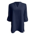 thumbnail image 7 of Endives Womens Linen Shirts 3/4 Length Sleeve Womens Shirt Blouses Spring Tops 2026 Beach Vacation Summer Navy, 7 of 7