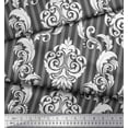 thumbnail image 3 of Soimoi Gray Rayon Crepe Fabric Stripe & Vector Design Damask Print Sewing Fabric Yard 46 Inch Wide, 3 of 3