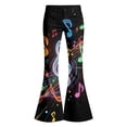 thumbnail image 5 of Girls Pants Size 7 Flare Dress Pants Rock Guitar Music Note Print Flare Pants, High Waist Stretch Retro Bell Bottom Stage Performance Bootcut Trousers Back To School Clothes Multicolour, 5 of 5