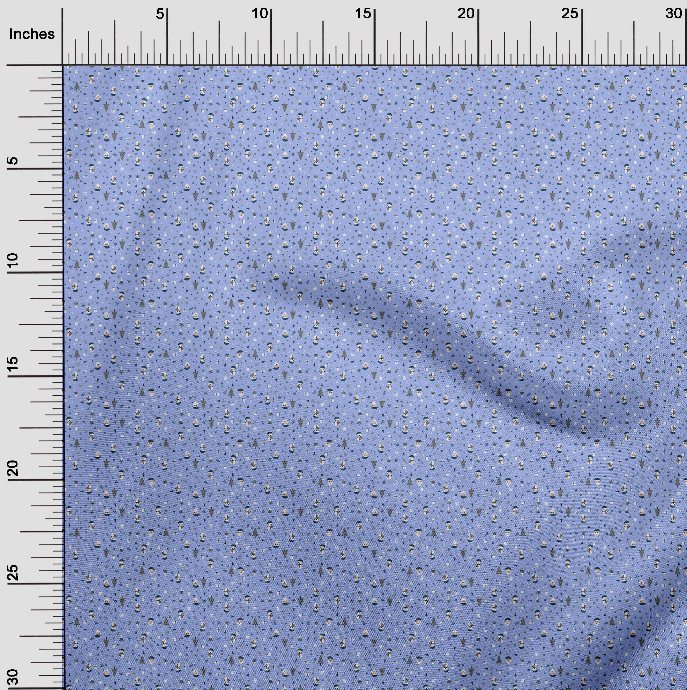 oneOone Cotton Silk Medium Blue Fabric Christmas Diy Clothing Quilting Fabric Print Fabric By Yard 42 Inch Wide