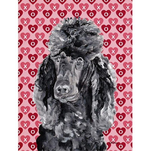 Black Standard Poodle Hearts And Love Flag Canvas House Size