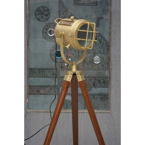 Brass Antique Modern Floor Lamp Tripod Studio Searchlight Spot Light For Bedroom