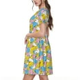 thumbnail image 2 of Picia Colorful Rubber Duck 1 Pattern Women's Short Sleeve Summer Dress Pleated Loose Swing Knee Length Short Sleeve Swing Dresses, 2 of 6