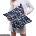 thumbnail image 4 of Chinese Fabric by the Yard Upholstery, Vintage Style Curvy Floral Motif Tile Design Antique Traditional Ornament, Decorative Fabric for DIY and Home Accents, 3 Yards, Dark Blue and White by Ambesonne, 4 of 4