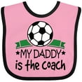 thumbnail image 3 of Inktastic Soccer My Daddy is the Coach Boys or Girls Baby Bib, 3 of 4