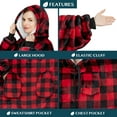 thumbnail image 4 of PAVILIA Blanket Hoodie for Women Red, Sherpa Wearable Blanket Men, Cozy Oversized Sweatshirt Blanket, Warm Fleece Hooded Blanket Sweater with Sleeves and Two Big Pocket, Adult Long, Checker Red, 4 of 9