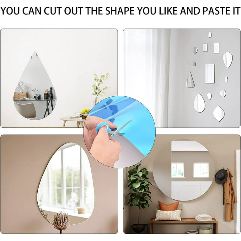 HOT SALE Self Adhesive Mirror Reflective Tile Wall Sticker Film Paper Home  Decor