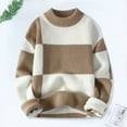 thumbnail image 4 of comerut Men Autumn Winter Contrast Color Sweater O-neck Long Sleeve Thickened Warm Knitting Tops High Elastic Knitwear, 4 of 7