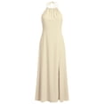 thumbnail image 4 of ClodeEU Women's Halter Neck Sleeveless Backless Maxi Dress,Beach Vacation Summer Dress with Slit Beige,Women's Plus L, 4 of 7