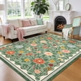 thumbnail image 5 of FairOnly 9'x12'Modern Pastoral Floral Print Machine Washable Area Rug Stain Resistant Low Pile Non Slip Indoor Rug for Living Room Bedroom High Traffic Areas,Green, 5 of 8