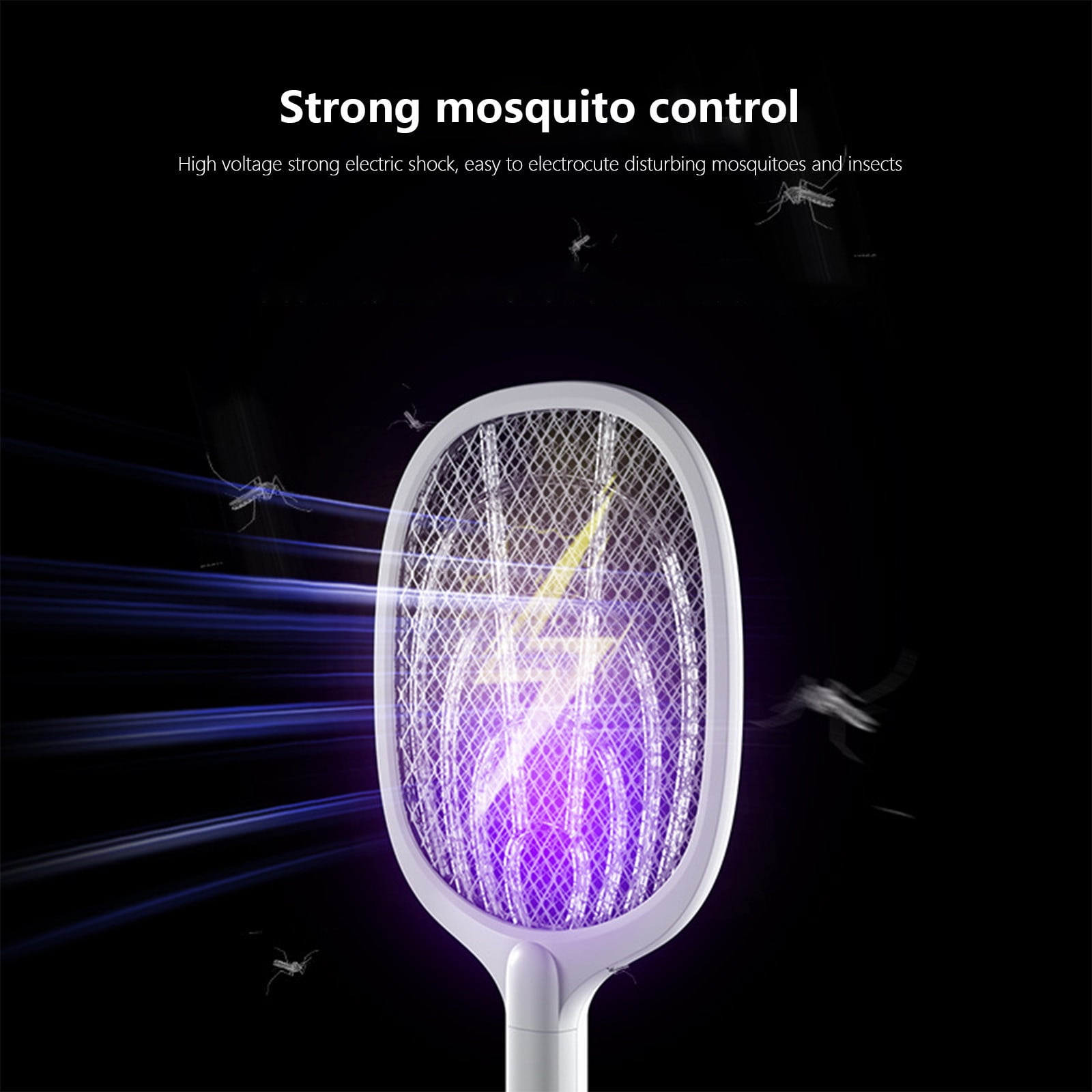 Nkmbld Electric Handheld Bug Zapper, Indoor/Outdoor Electric Fly Swatter Racket for Flies Insect Killer Trap Home Office Camping Patio, White