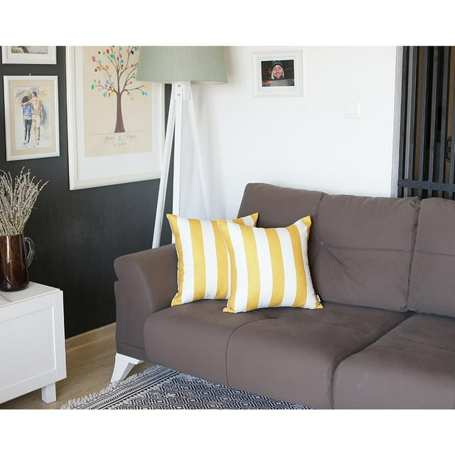 Housse de Coussin Carrée à Rayures Géométriques 18 Pouces (Ensemble de 2)
