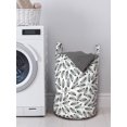 thumbnail image 3 of Leaf Laundry Bag, Continuous Ornamental Simplistic Fall Foliage Items Garden Art Theme, Hamper Basket with Handles Drawstring Closure for Laundromats, 13" x 19", Charcoal Grey and White, by Ambesonne, 3 of 4