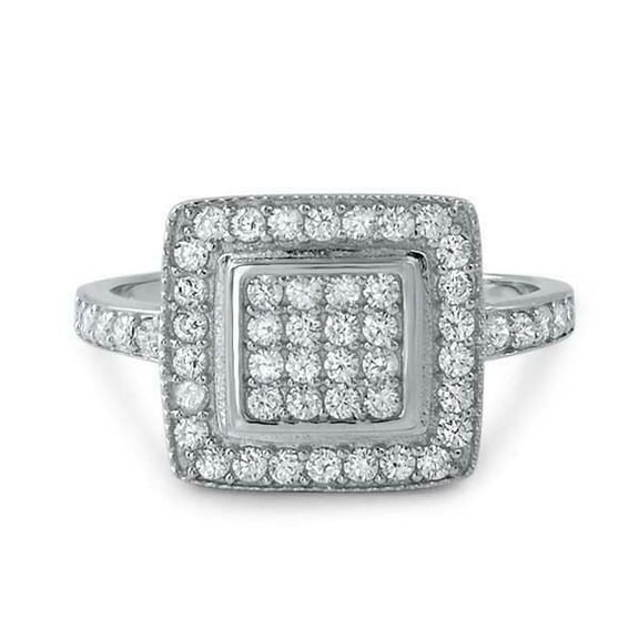 HeartsAndYou 2.3ct Round Cut Moissanite Engagement Ring for Women Halo Cluster 18k White Gold over Silver