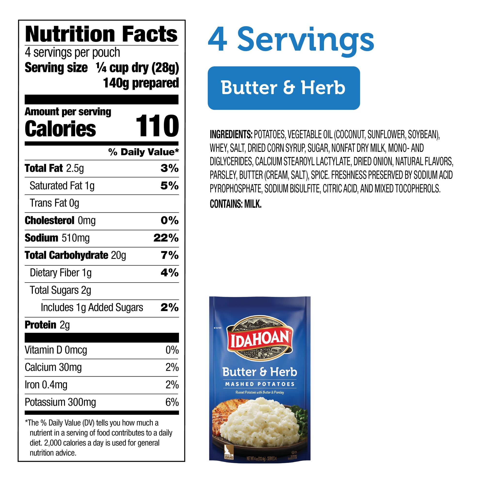 Idahoan Butter Herb Mashed Potatoes 4 oz