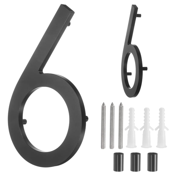 Uxcell 7" Solid Aluminum Floating House Numbers for Outside Address(Number 6, Black)