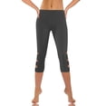 thumbnail image 2 of Knee Cutout Capri Leggings for Women High Waisted Cropped Yoga Leggings Seamless Fit Athletic Workout Pants Running Fitness , #02 Black, L, 2 of 7