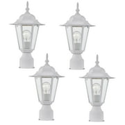 UIXE Post Light Fixture, Exterior Pole Lantern, Aluminium Alloy Lamp Lights, White