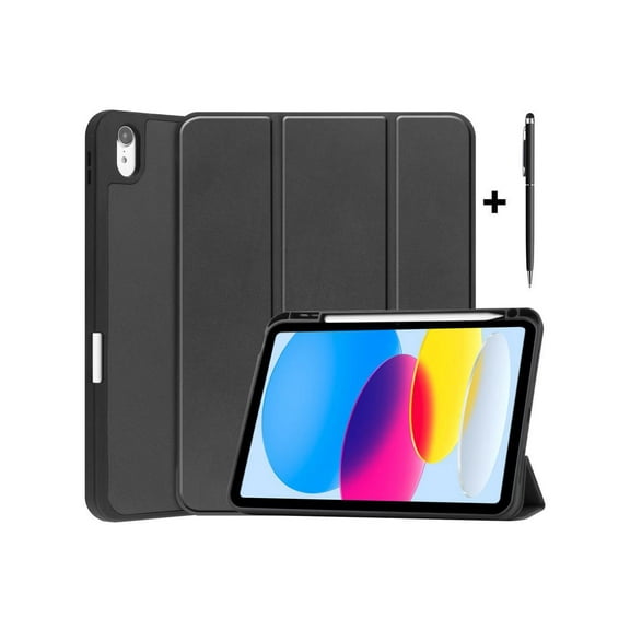 Case Compatible with iPad 10th Generation 10.9 Inch 2022 with Pencil Holder, Protective Stand Cover with Soft Back, Auto Sleep/Wake Universal Stylus Pen