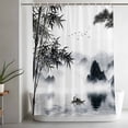 thumbnail image 4 of Traditional Chinese Painting Shower Curtain, Black and White Natural Landscape Waterproof Shower Curtain Set with 12 Hooks Lightweight Bath Curtains Fabric Bathroom Decor 48x72 Inches, 4 of 9