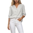 thumbnail image 2 of Neewe Womens Classic Plain 3/4 Short Sleeve Cardigans Summer Lightweight V Neck Button Down Casual Tops, 2 of 5