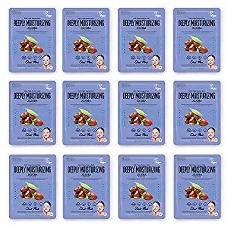 Original Derma Beauty 12 Pack Vegan Deep moisturizing Jojoba Essecne Mask Sheet - Vegan Face Mask Skin Care Face Masks Skincare, Facial Masks for Women Skin Care