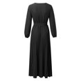 thumbnail image 5 of Sngxgn Women's Crew Neck Lounge Long Dress Elegant Long Sleeve Ribbed Bodycon Maxi Dresses(Black,M), 5 of 8
