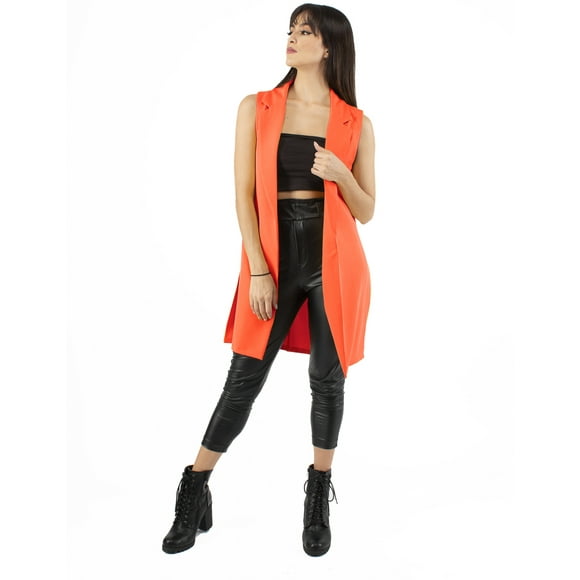 Maxi chaleco con abertura color Naranja AMAD Casual para mujer talla XL