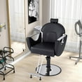 thumbnail image 2 of Gymax Chaise de Barbier Inclinable Chaise de Salon pour Coiffeur avec Appuie-Tête à Hauteur Réglable Noir, 2 of 9