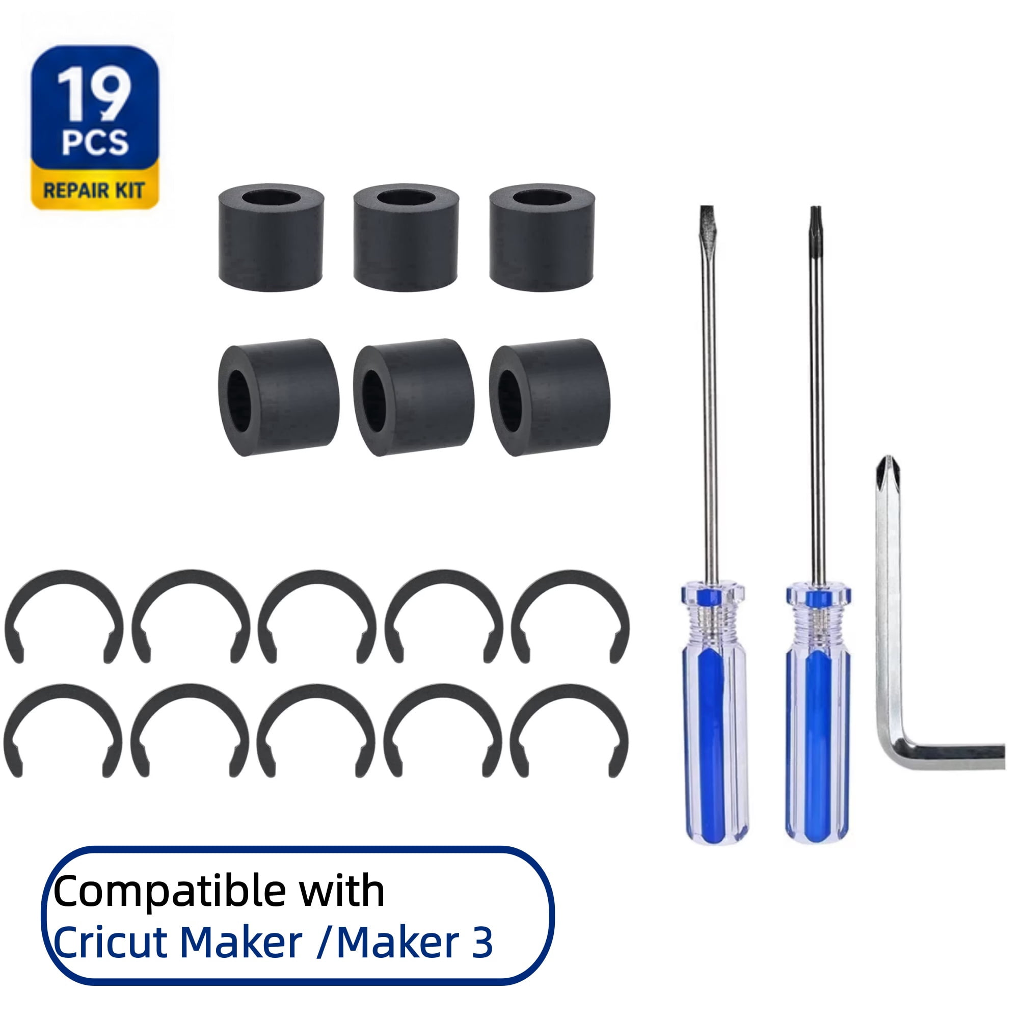 Rubber Roller Replacement Set Compatible with Cricut Maker/Maker 3，Mat Guide Rubbers(19PCS)