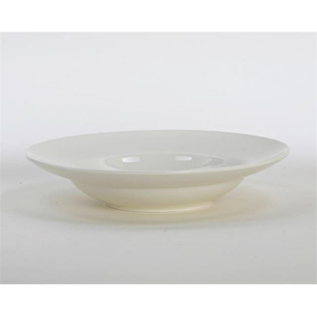 Tuxton China AMU-062 AlumaTux Modena 9.5 in. Rim Soup Blow - Pearl White - 2 Dozen