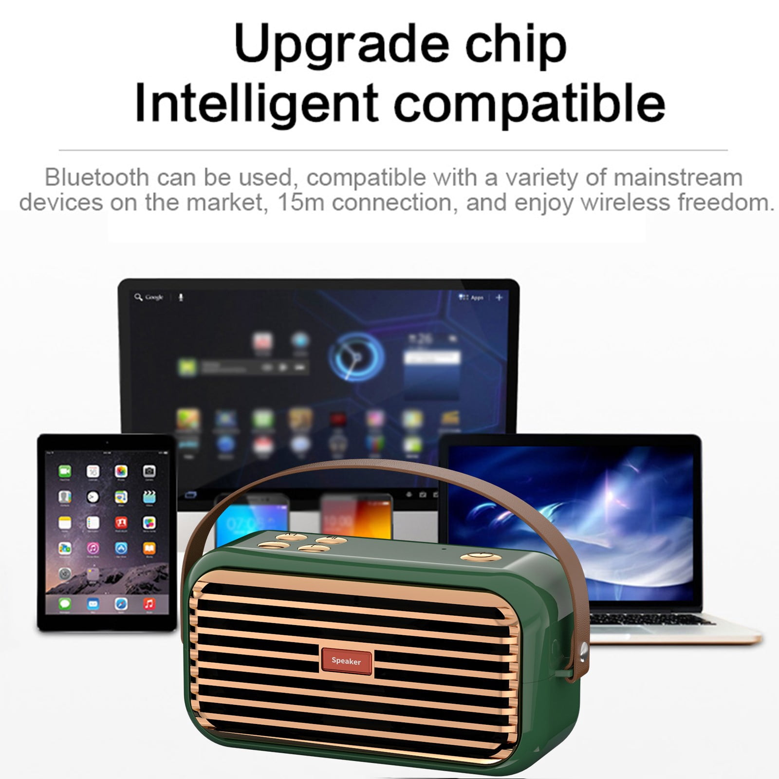 LACKUST Bluetooth Speaker Outdoor Portable Bluetooth Stereo Radio Wireless Handheld Support,Green