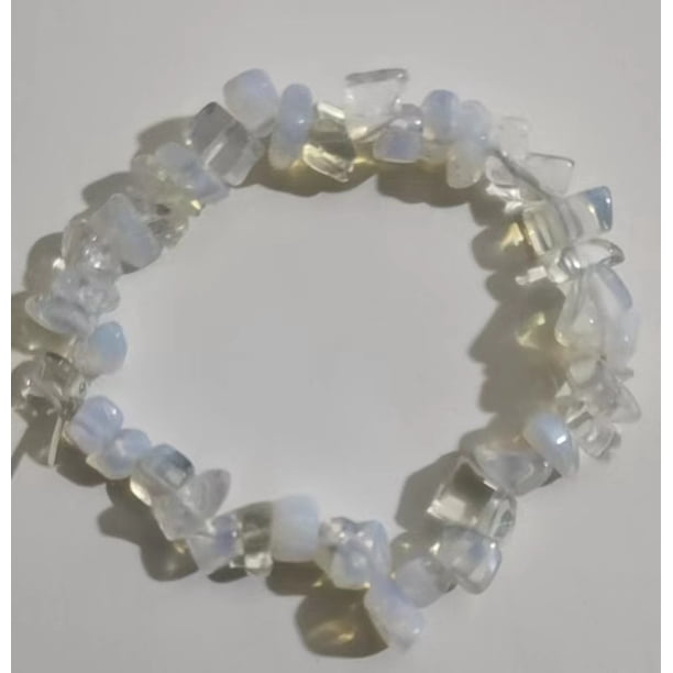 Xiao Hua Pulsera de cuentas hecha a mano, ideal para hombres y mujeres, con piedras naturales irregulares (blanco leche).