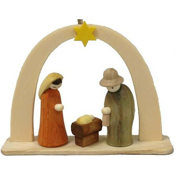 Nativity Scene German Wood Christmas Arch Ornament Handcrafted in