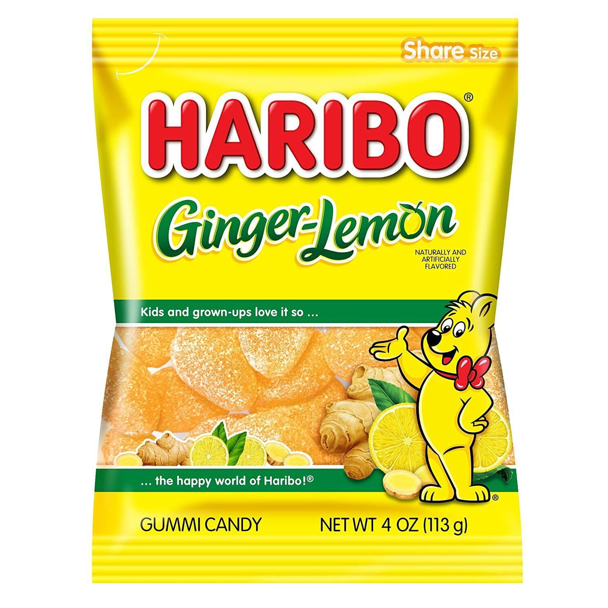 Haribo Ginger Lemon Gummi Candy TWO PACK 4oz Bags FREE SHIPPING