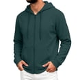 thumbnail image 2 of Qwertyu Zip Up Hoodie Men Long Sleeve Fleece Hooded Cardigan with Pocket Lightweight Loose Fit Athletic Jackets Dark Green M, 2 of 6