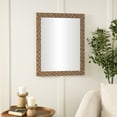thumbnail image 2 of DecMode 22" x 28" Brown Wall Mirror with Checkered Pattern Frame, 2 of 9