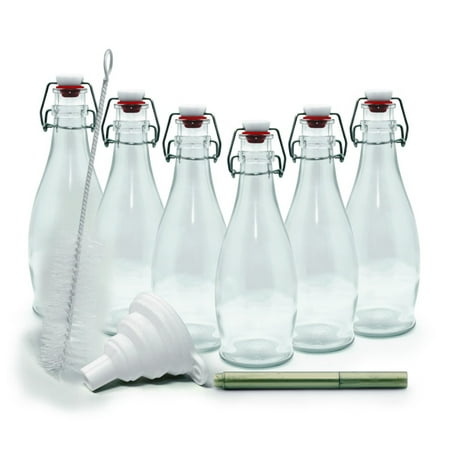 

Nevlers 8.5 oz. Glass Bottle Set - Pack of 6 | Great for Home Brews + Limoncello + Infused Oils + Kombucha + Water Kefir + Beer