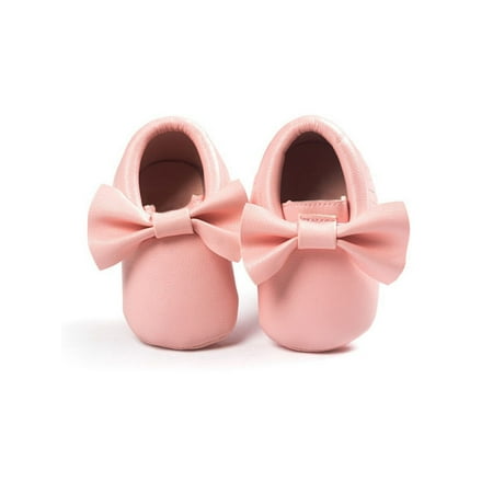 - Sweetsmile Toddler Infant Boy Girl Moccasin Bowknot Shoes Baby Soft Sole PU Leather Crib Shoes 0-18M
