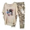 thumbnail image 1 of Ensembles de Salon pour Femmes 2 Pièces Imprimé Femmes Col Rond Demi-Manche Pull-Over Shirt Tops + Pantalon Pantalon Ensemble Coton Lin Deux Pièces Ensembles d'Été, 1 of 7