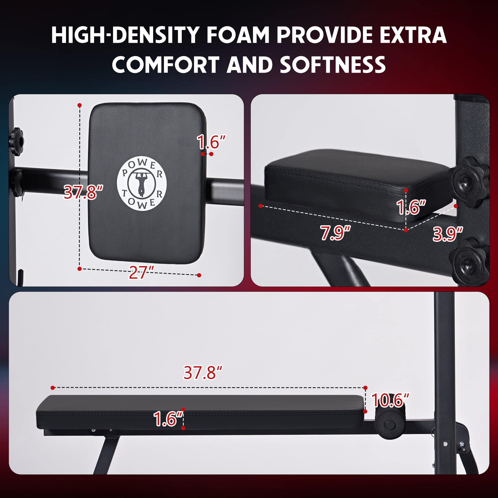 SogesPower Power Tower Dip Station Pull Up Bar Stand with Adjustable Height, Multifuctional Traing Equipment for Home