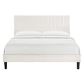 thumbnail image 4 of Modway Yasmine Channel Tufted Velvet Queen Platform Bed in White Finish, 4 of 8