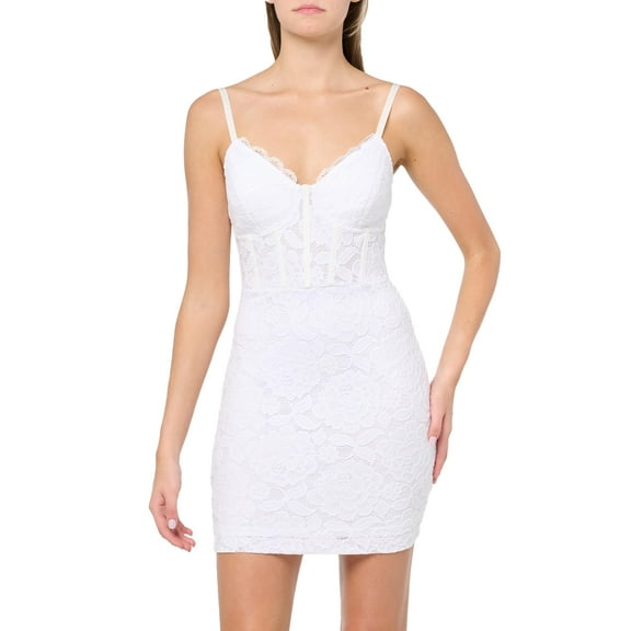 GUESS Women's Sleeveless Candace Dress, Pure White 12