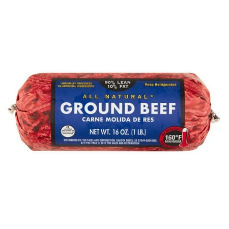 All Natural*, 90% Lean/10% Fat, Ground Beef, Roll, 1lbs, (Fresh)