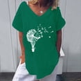 thumbnail image 2 of Pompotops Mode Femme Imprimé Manches Courtes Ample Col Rond T-shirt Haut Blouse, 2 of 6
