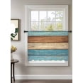 thumbnail image 2 of Sheer Curtains 54 Inch Length, Farmhouse Light Blue Brown Semi Sheer Curtains Light Filtering Window Treatment, Vintage Wooden Striped Privacy Voile Drapes for Living Room Bedroom 52x54 Inch, 2 of 7