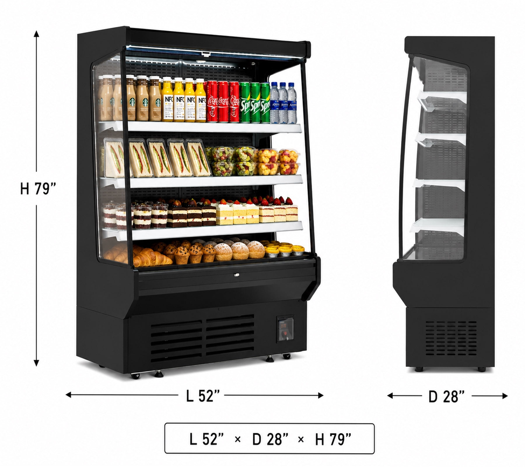 51" 15.7 cu. ft Open Air Display Case Refrigerator, Commercial Grab & Go Refrigerated Merchandiser